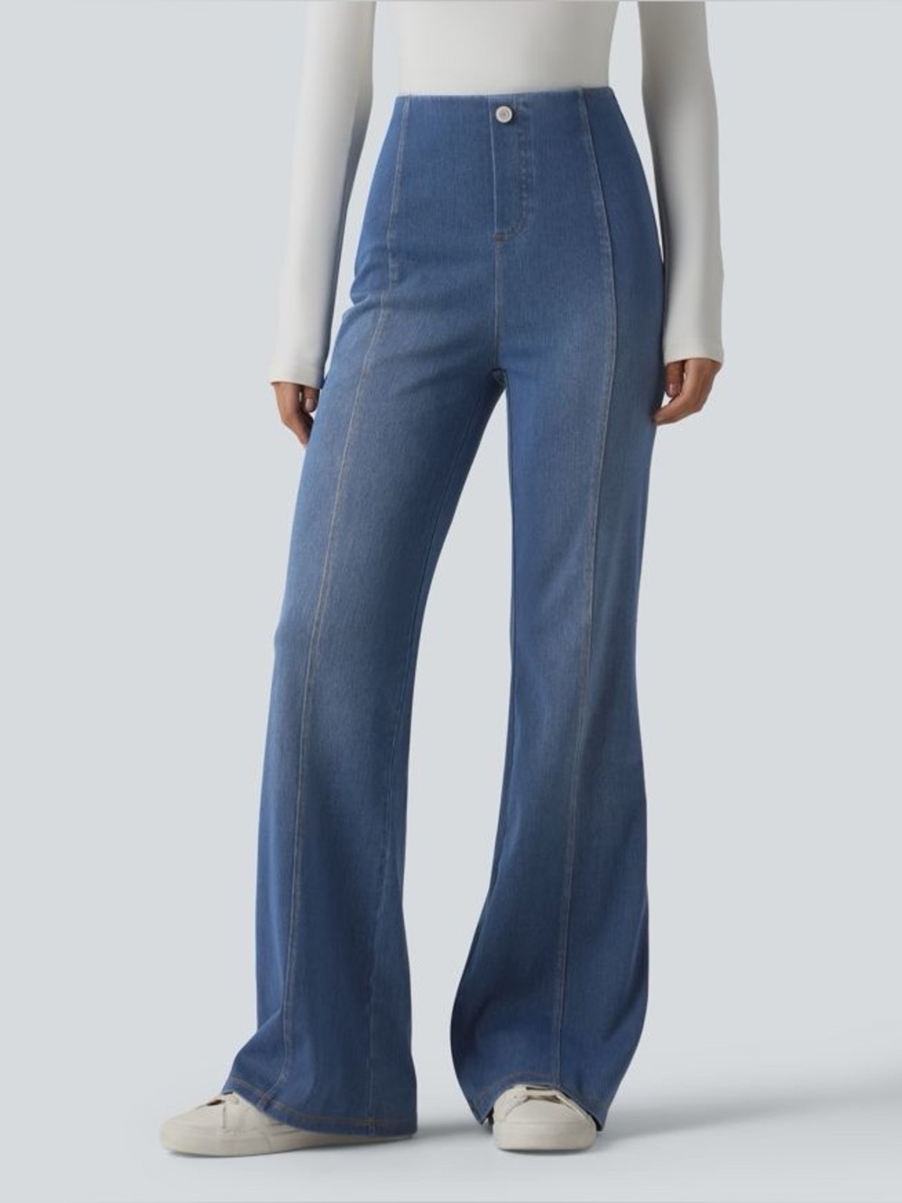 Halara Flex™ High Waisted Tummy Control Casual Flare Jeans Blue XS NWT